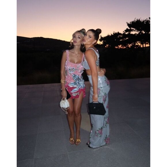 LA FUORI Fleur Oasis Mini Dress in Pink Ombre Small New Womens Sequin - Picture 12 of 16